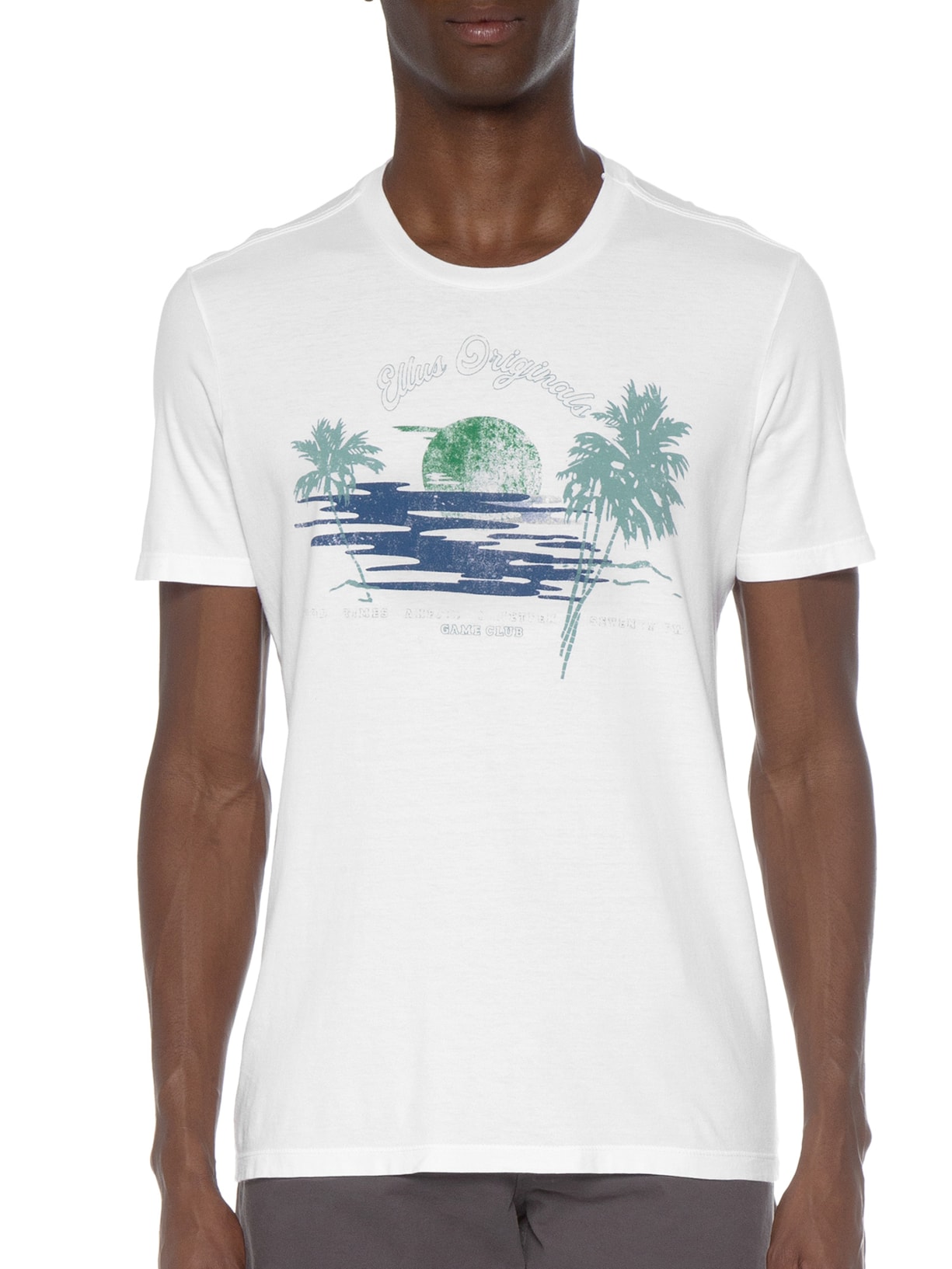 Camiseta Masculina Cotton Fine Sunset Classic Branco Ellus