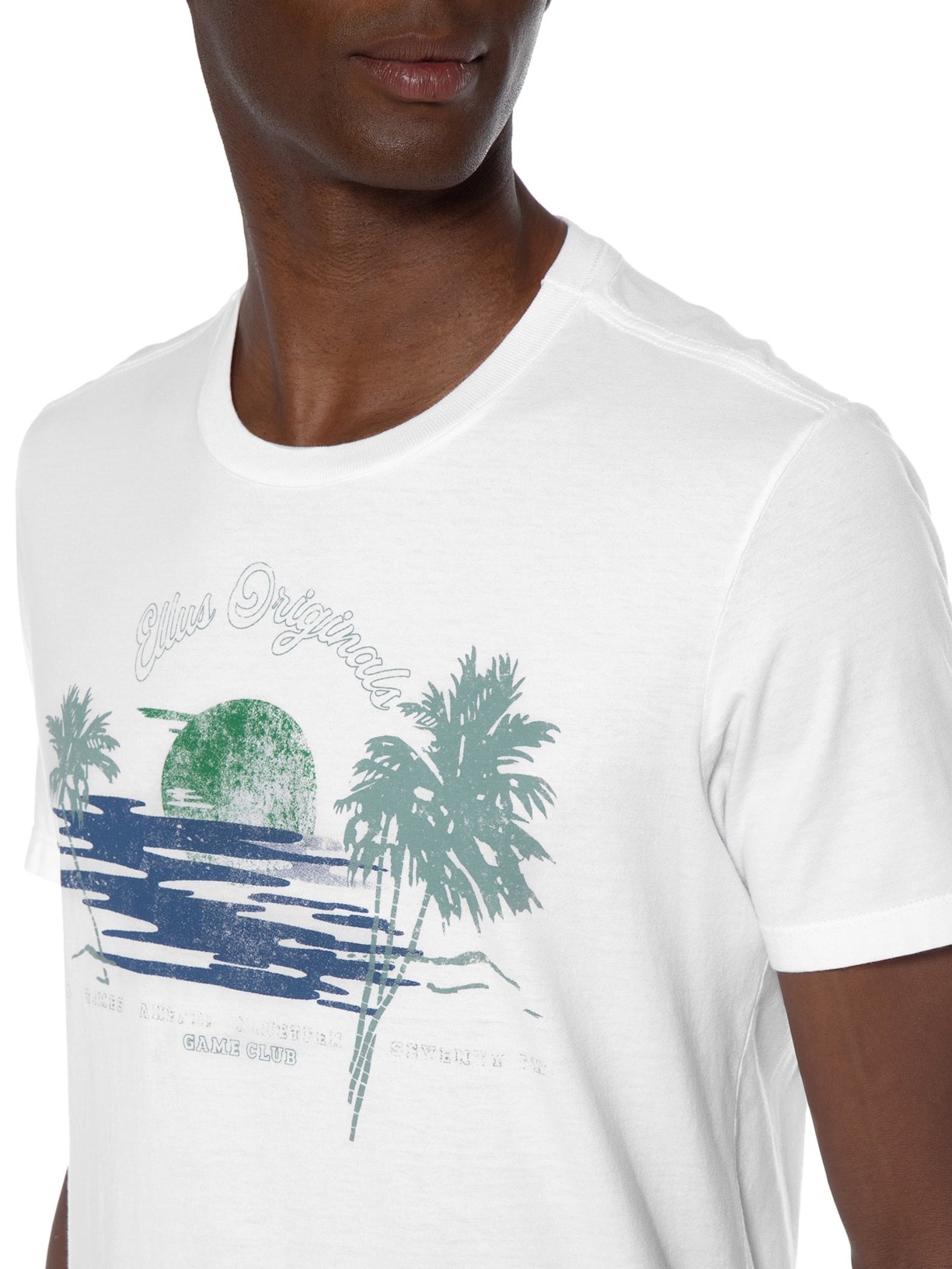 Camiseta Masculina Cotton Fine Sunset Classic Branco Ellus