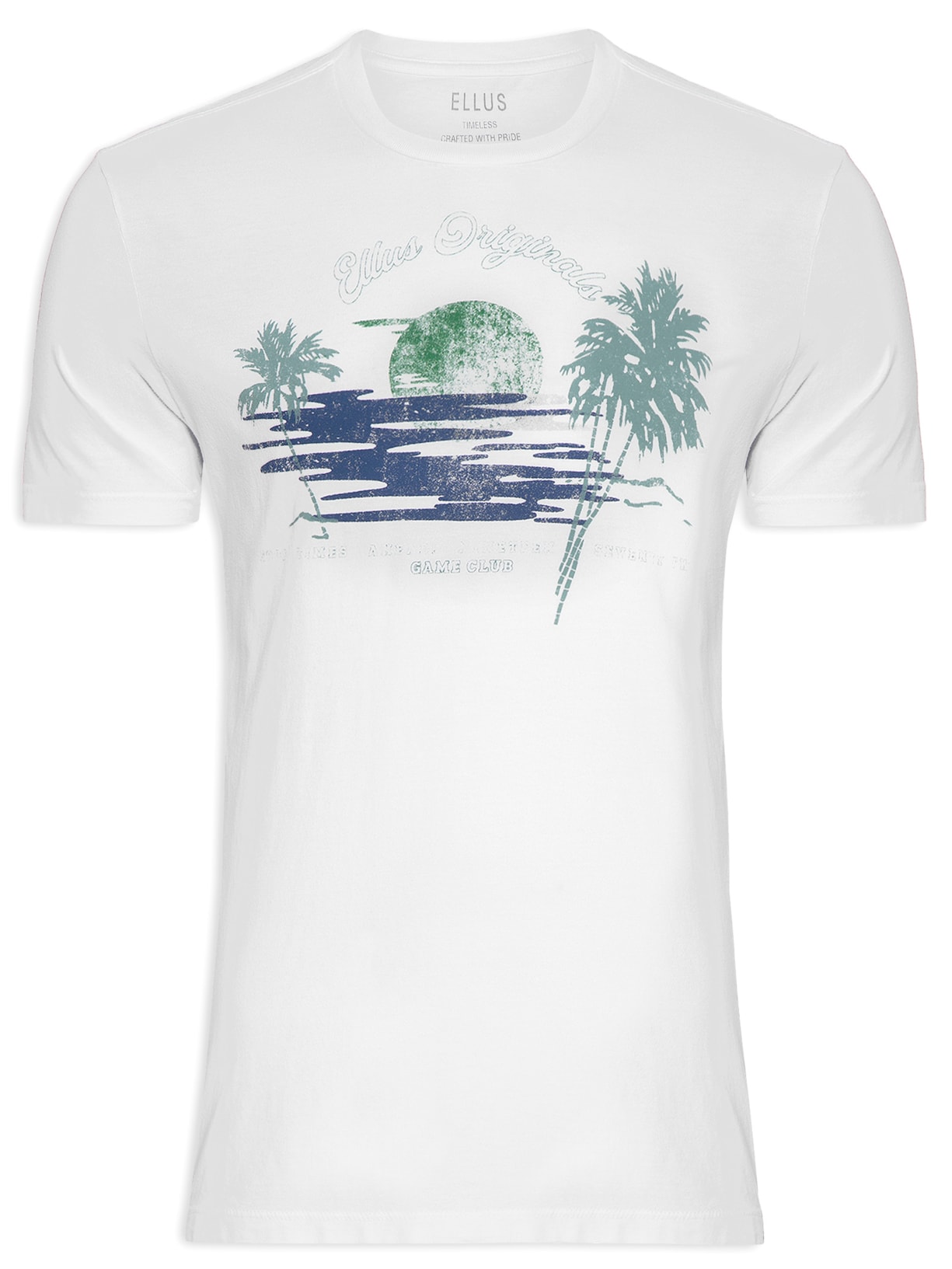 Camiseta Masculina Cotton Fine Sunset Classic Branco Ellus