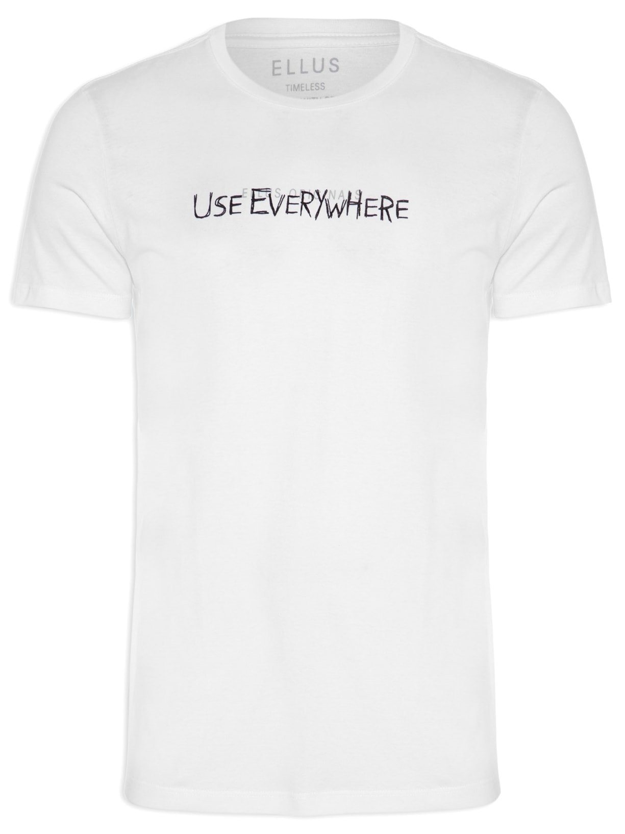 Camiseta Masculina Cotton Fine Use Every Where Foil Clas Manga Curta - Branco