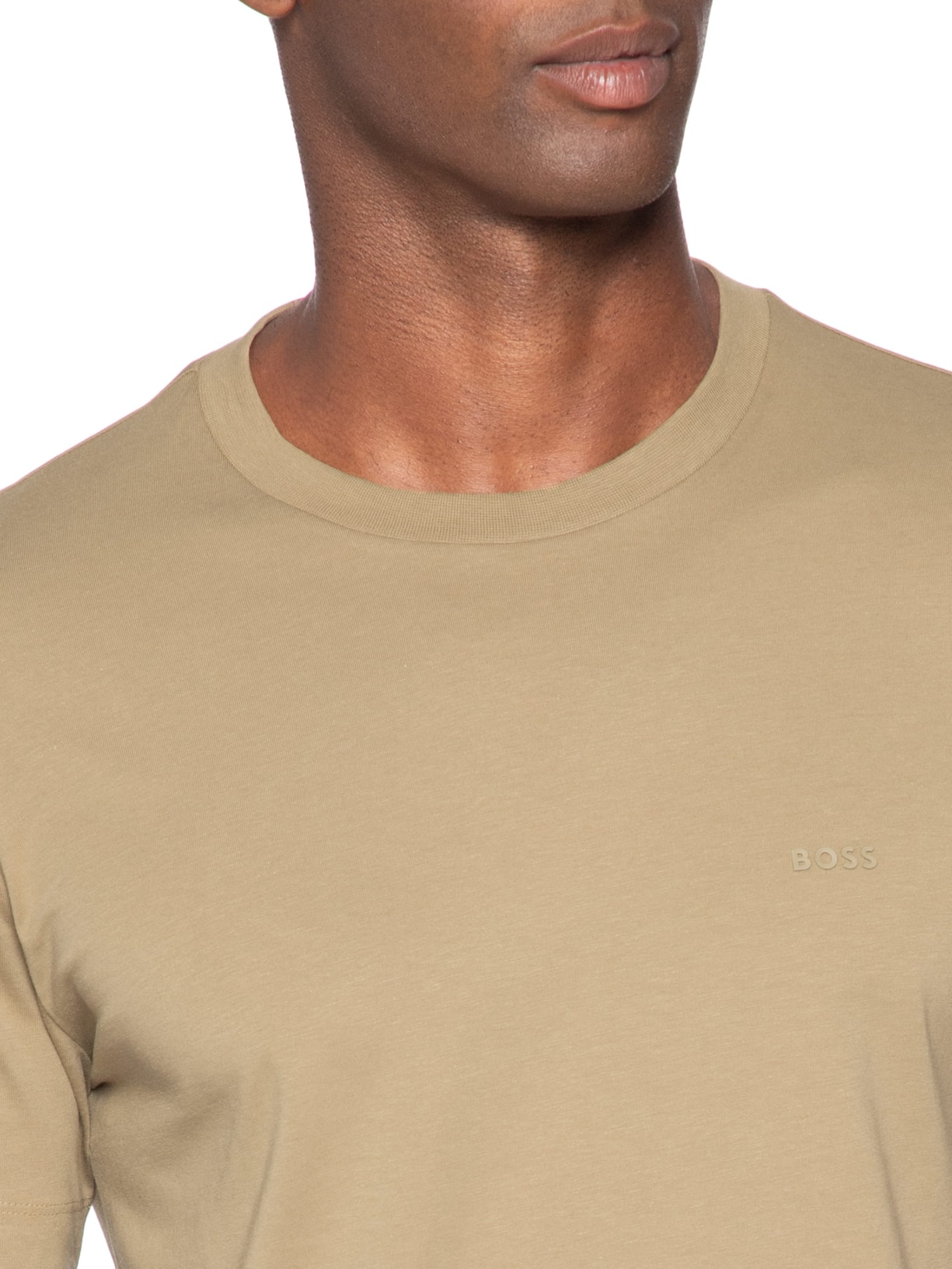 Camiseta Masculina Cotton Jersey Crew Neck Thompson Bege Boss