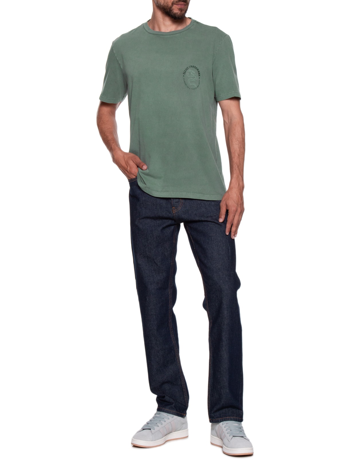 Camiseta Masculina Cotton Marble Journey Classic Verde Ellus