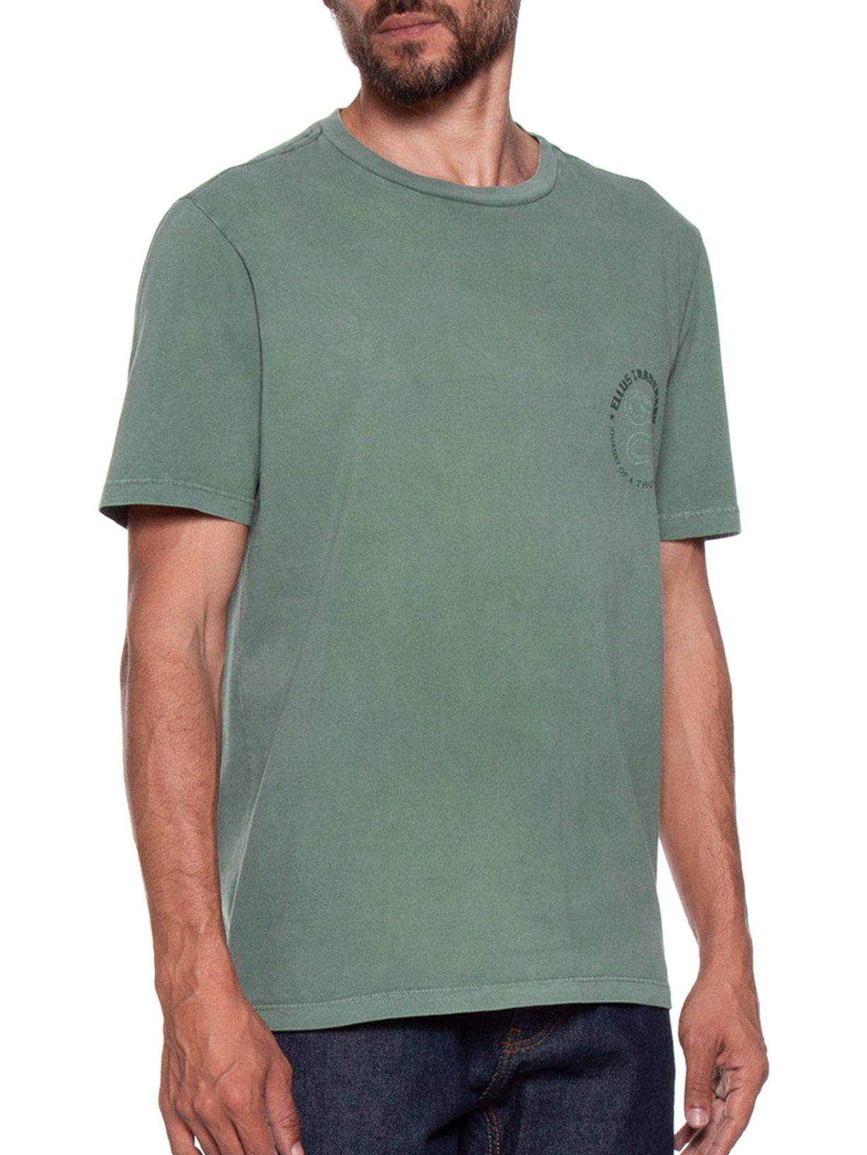Camiseta Masculina Cotton Marble Journey Classic Verde Ellus