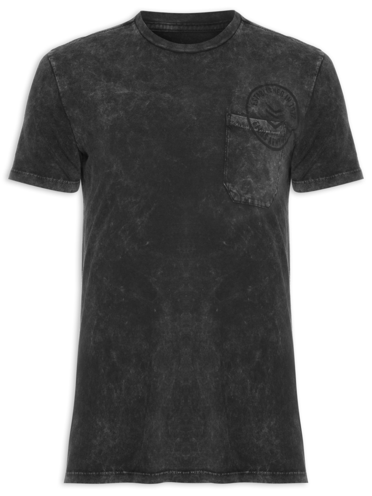 Camiseta Masculina Cotton Marble Stamped Pocket Classic - Preto
