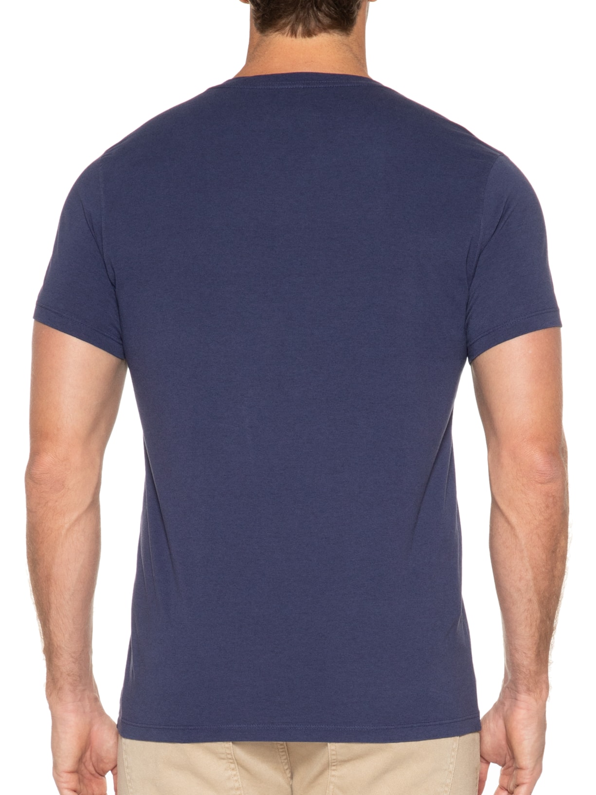 Camiseta Masculina Cotton Melange Easa Mirror Classic Manga Curta Azul Ellus