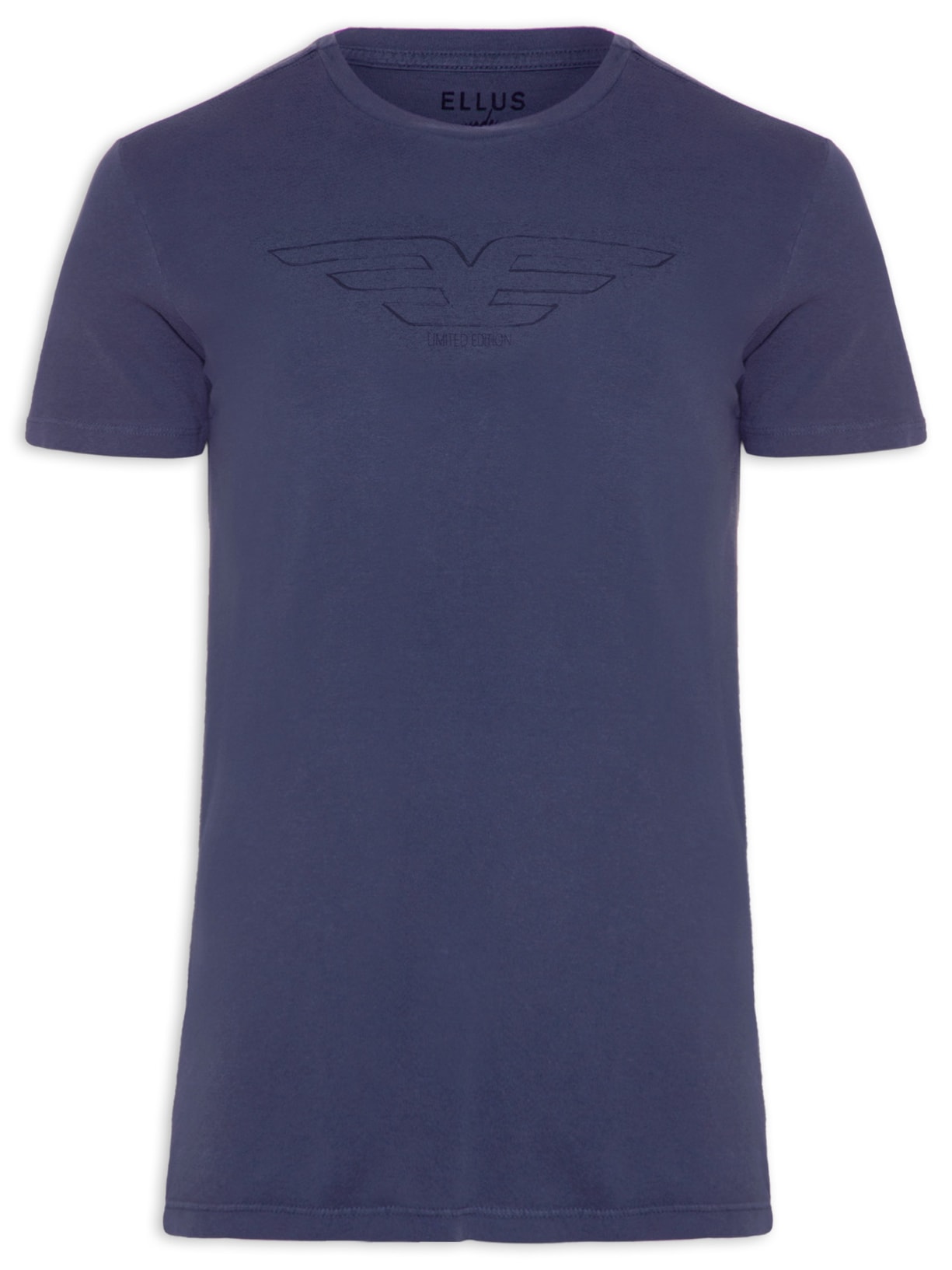 Camiseta Masculina Cotton Melange Easa Mirror Classic Manga Curta Azul Ellus