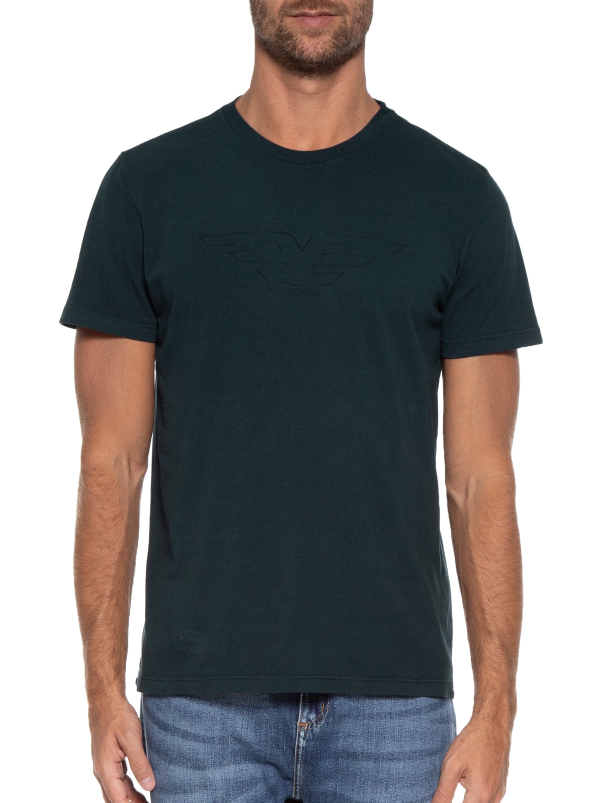 Camiseta Masculina Cotton Melange Easa Mirror Classic Manga Curta Verde Ellus