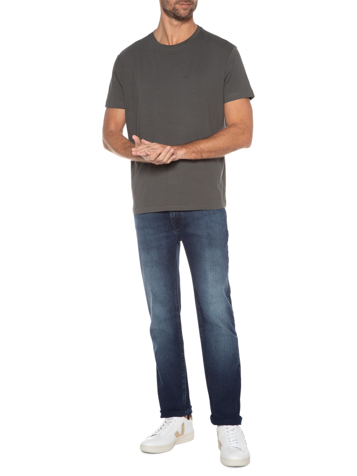 Camiseta Masculina Cotton Slim Basic Verde Richards