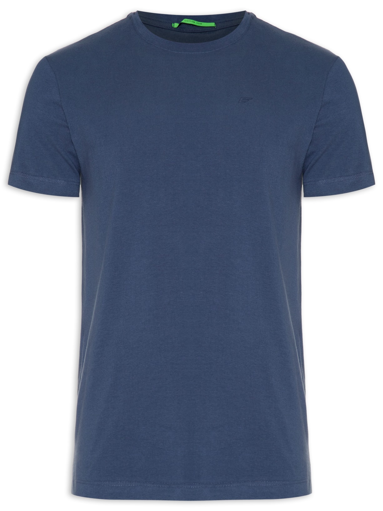 Camiseta Masculina Cotton Slim Easa Outline Classic Manga Curta - Azul