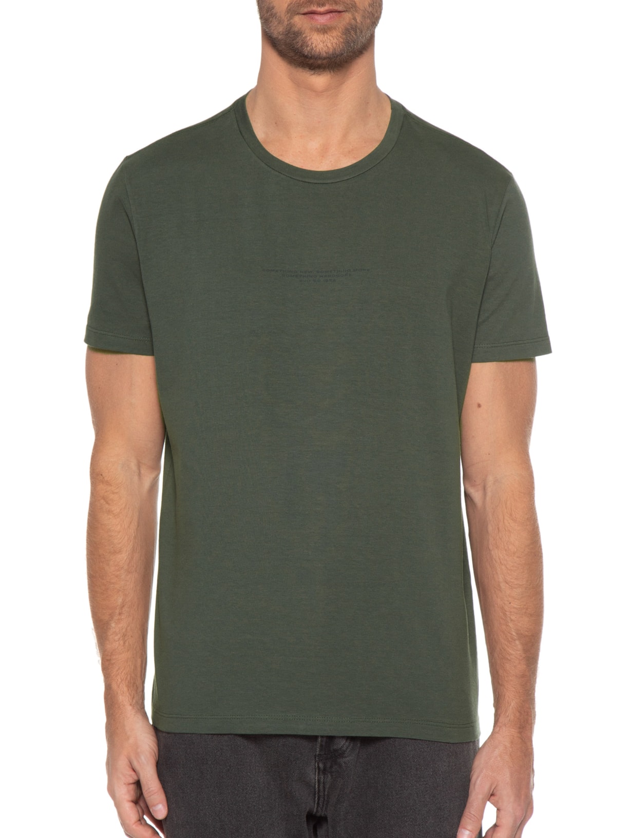 Camiseta Masculina Cotton Slim Something New Classic Manga Curta Verde Ellus