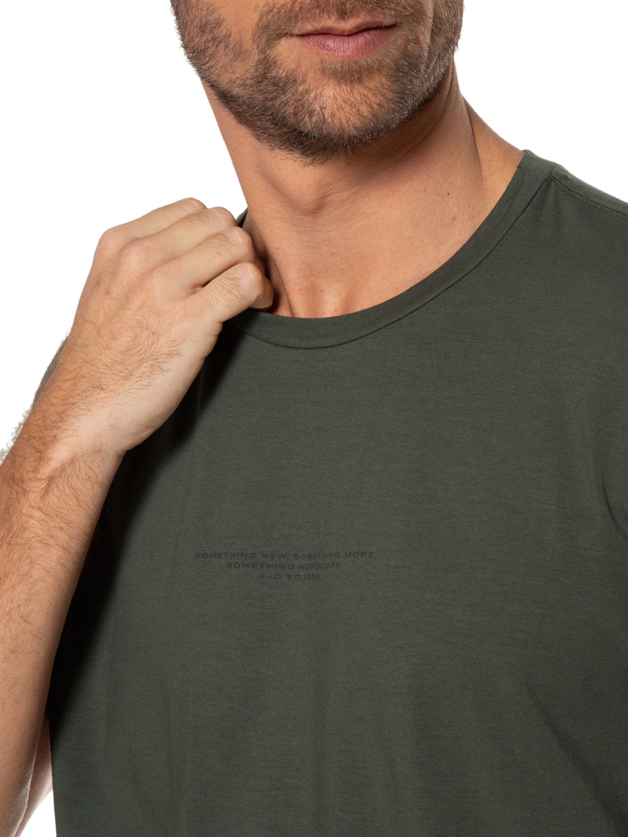 Camiseta Masculina Cotton Slim Something New Classic Manga Curta Verde Ellus