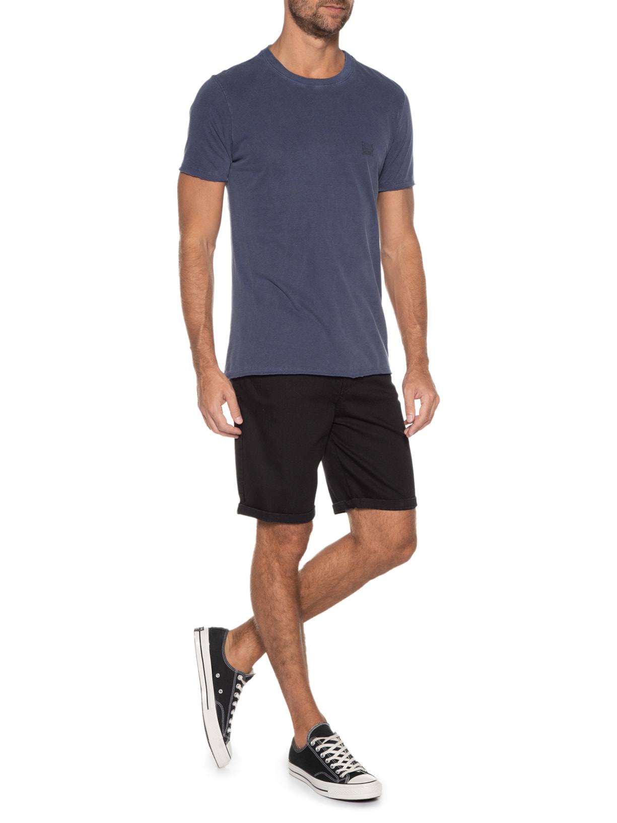 Camiseta Masculina Cotton Washed Originals Classic Manga Curta Azul Ellus