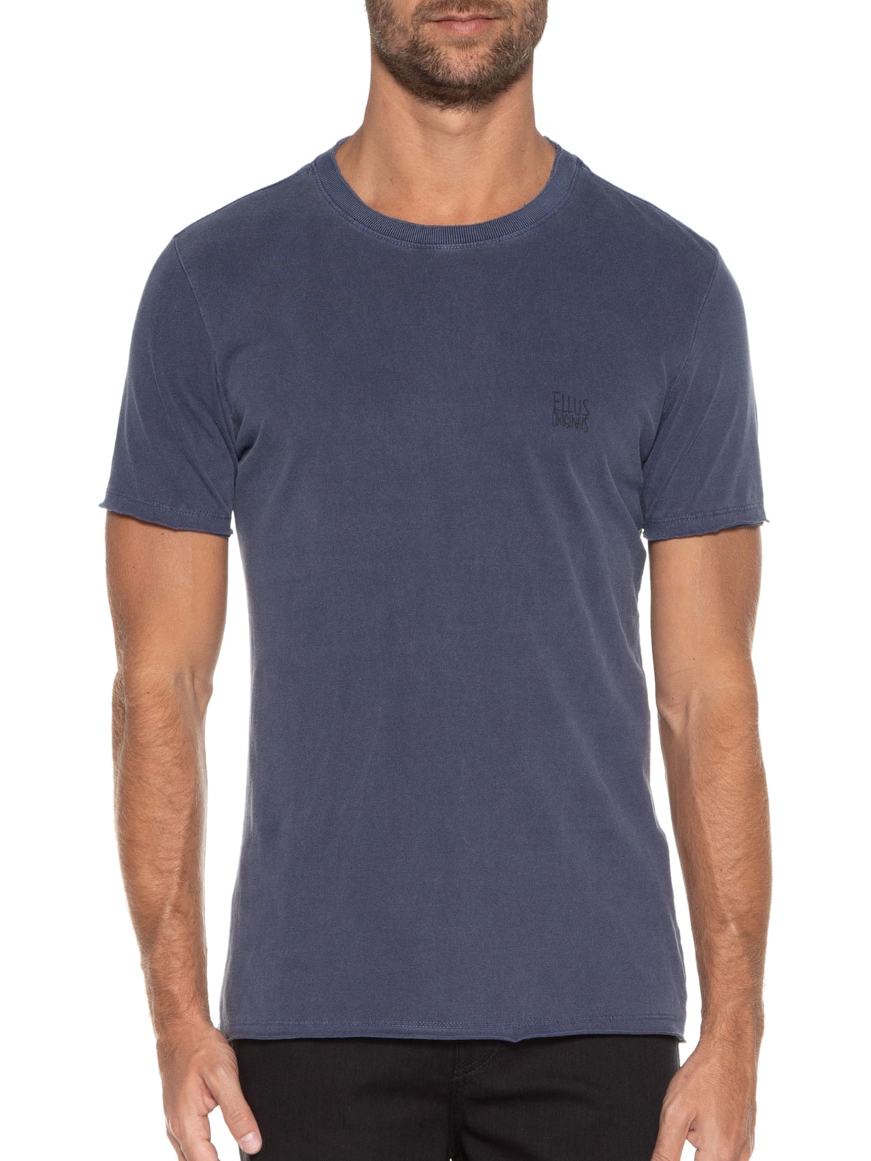 Camiseta Masculina Cotton Washed Originals Classic Manga Curta Azul Ellus