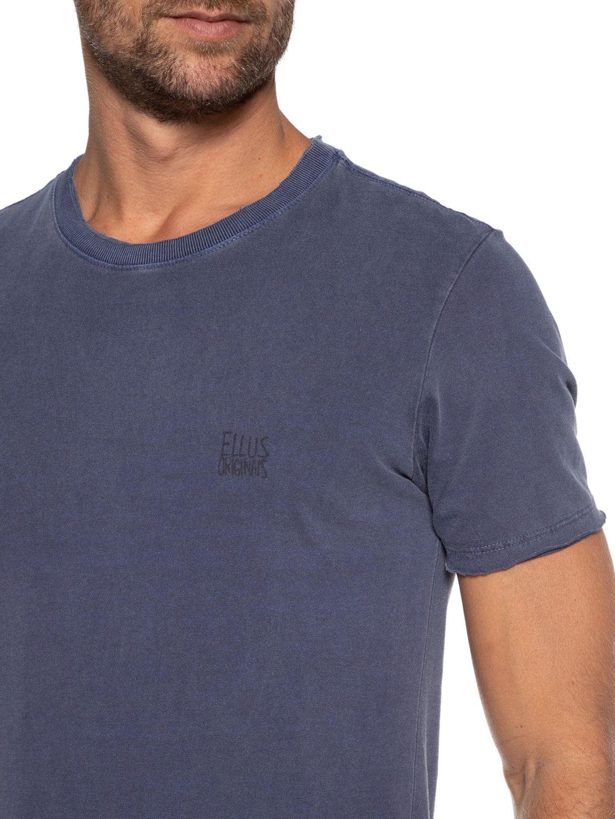 Camiseta Masculina Cotton Washed Originals Classic Manga Curta Azul Ellus