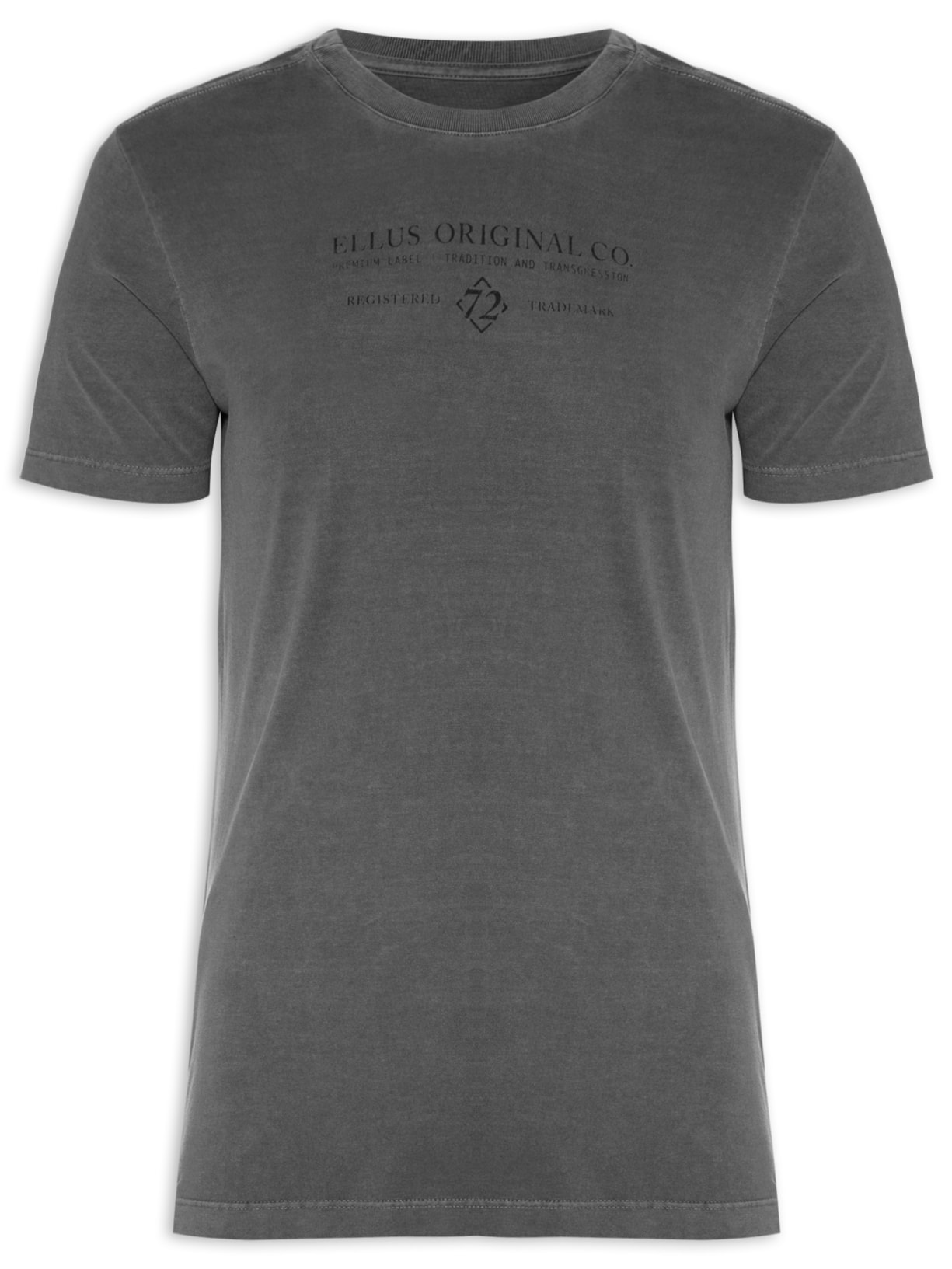 Camiseta Masculina Cotton Washed Registered 72 Classic Manga Curta - Cinza
