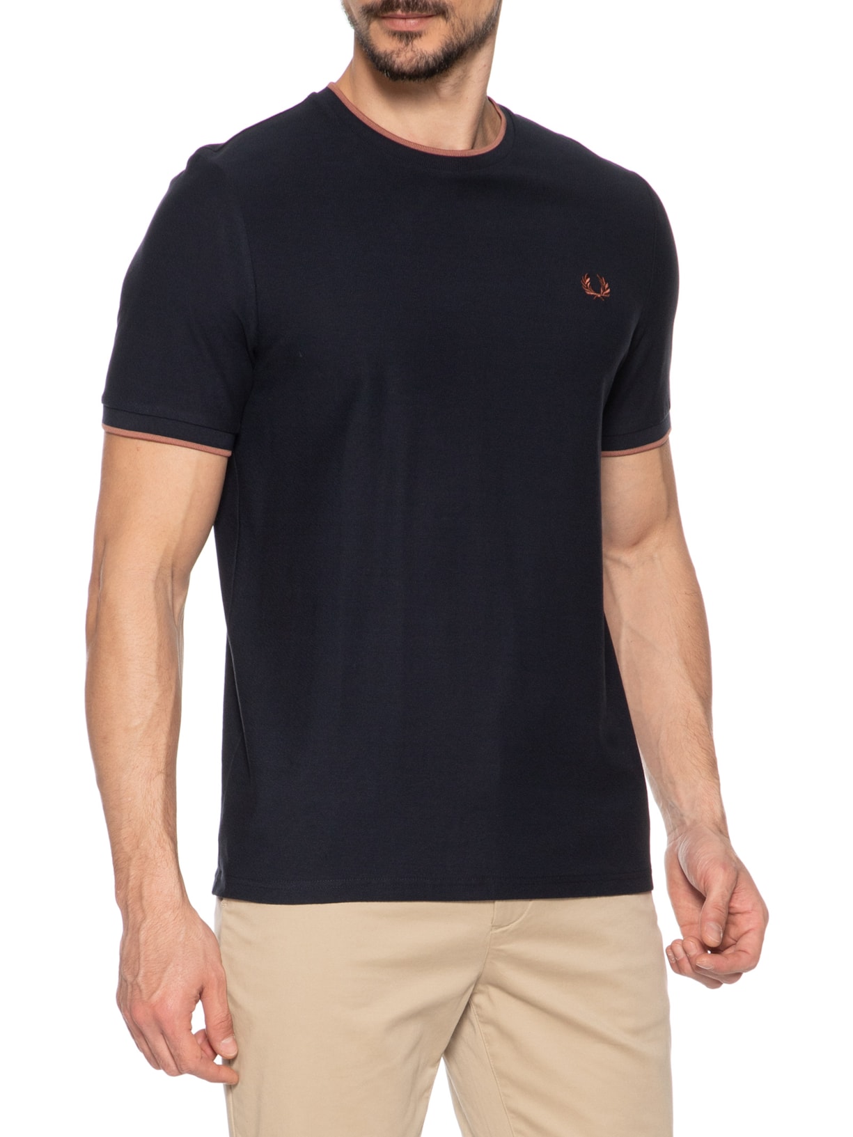 Camiseta Masculina Crepe Pique T-Shirt Azul Fred Perry