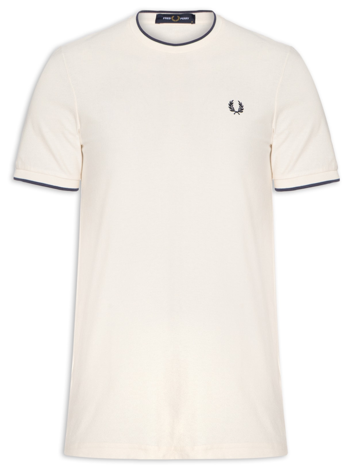 Camiseta Masculina Crepe Pique T-Shirt Branco Fred Perry