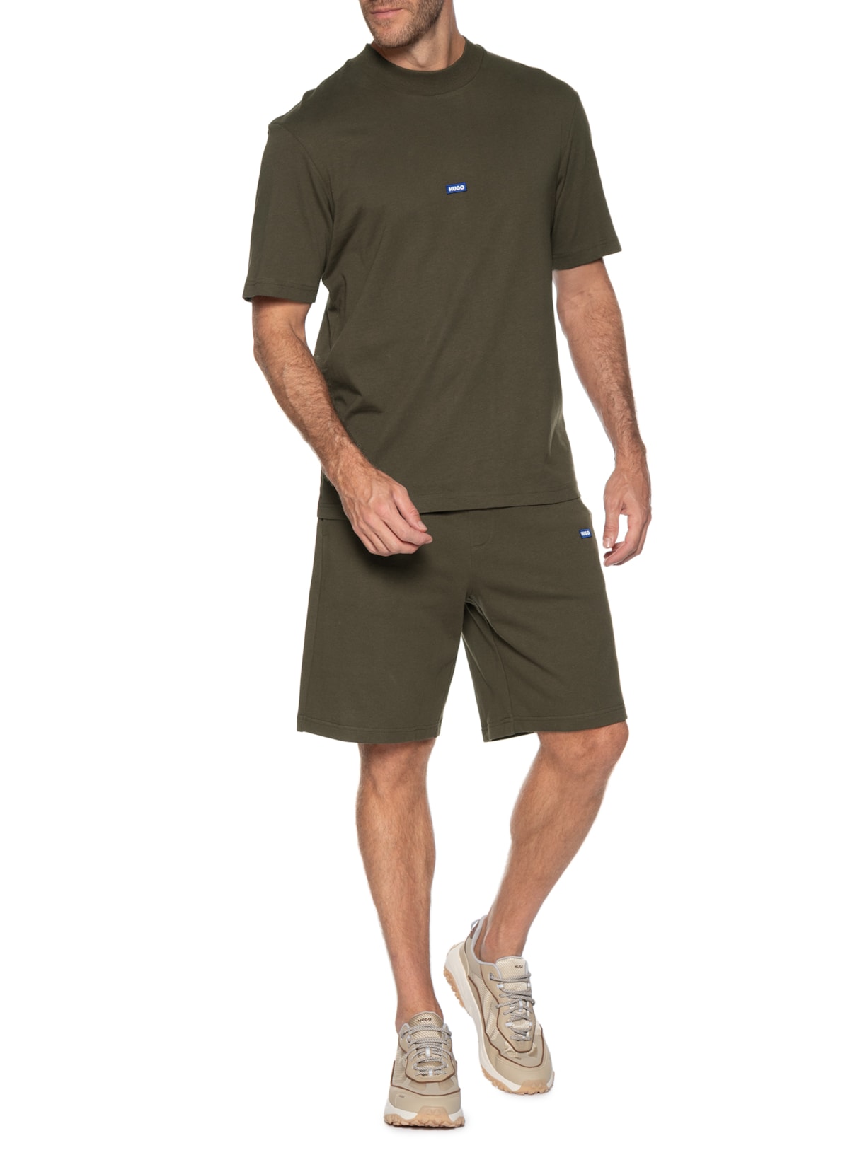 Camiseta Masculina Crew Neck Blue Logo Nieros Marrom Hugo