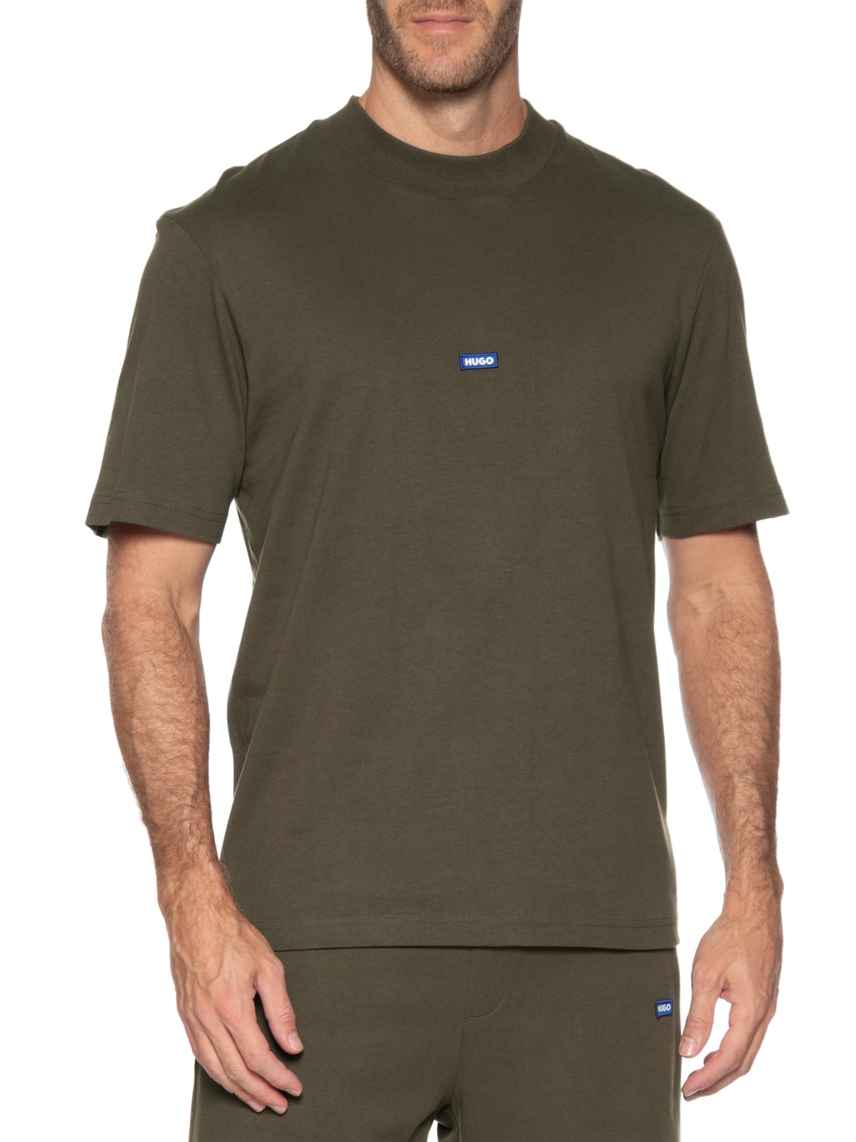 Camiseta Masculina Crew Neck Blue Logo Nieros Marrom Hugo