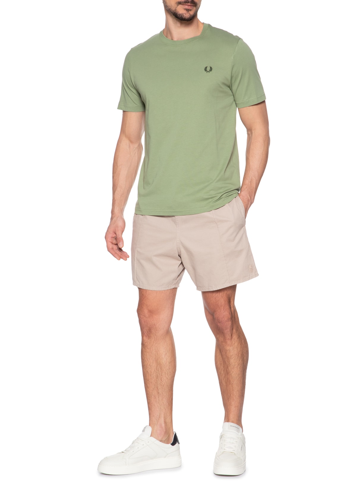 Camiseta Masculina Crew Neck T-Shirt Verde Fred Perry