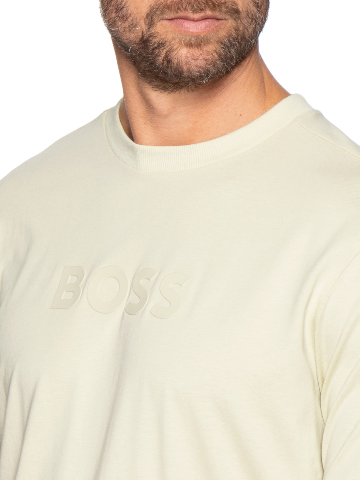 Camiseta Masculina Crew Neck TS-Logo Bege Boss