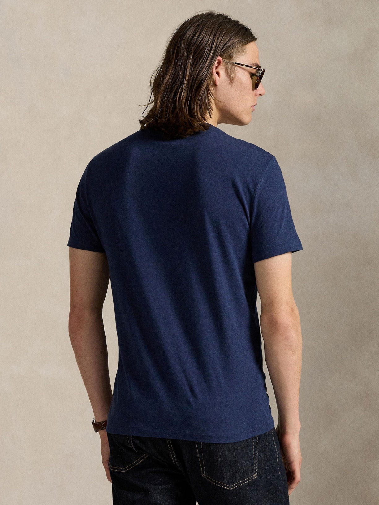 Camiseta Masculina Custom Slim Fit Jersey Crewneck Azul Polo Ralph Lauren