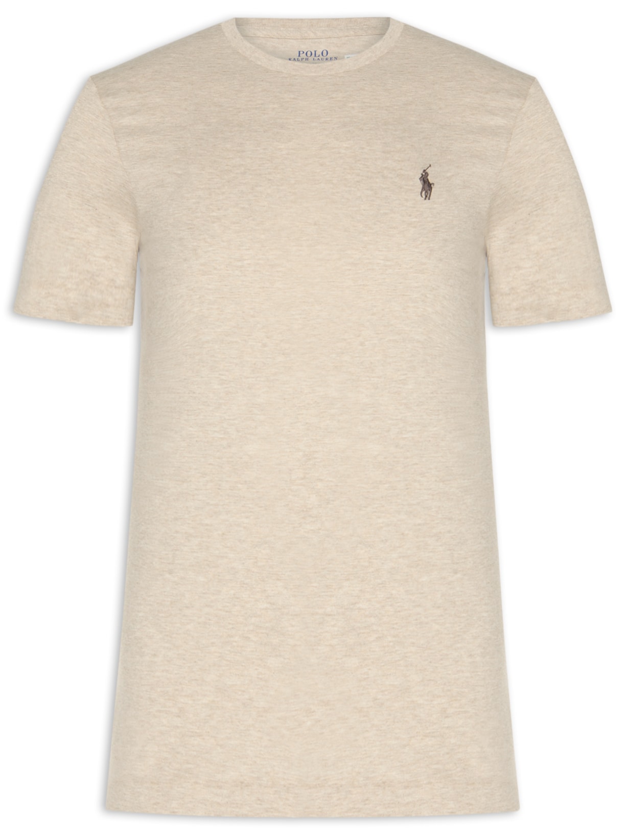 Camiseta Masculina Custom Slim Fit Jersey Crewneck Bege Polo Ralph Lauren