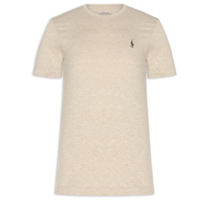 Camiseta Masculina Custom Slim Fit Jersey Crewneck - Bege