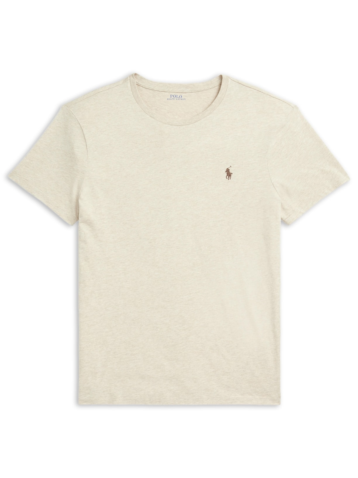 Camiseta Masculina Custom Slim Fit Jersey Crewneck Bege Polo Ralph Lauren