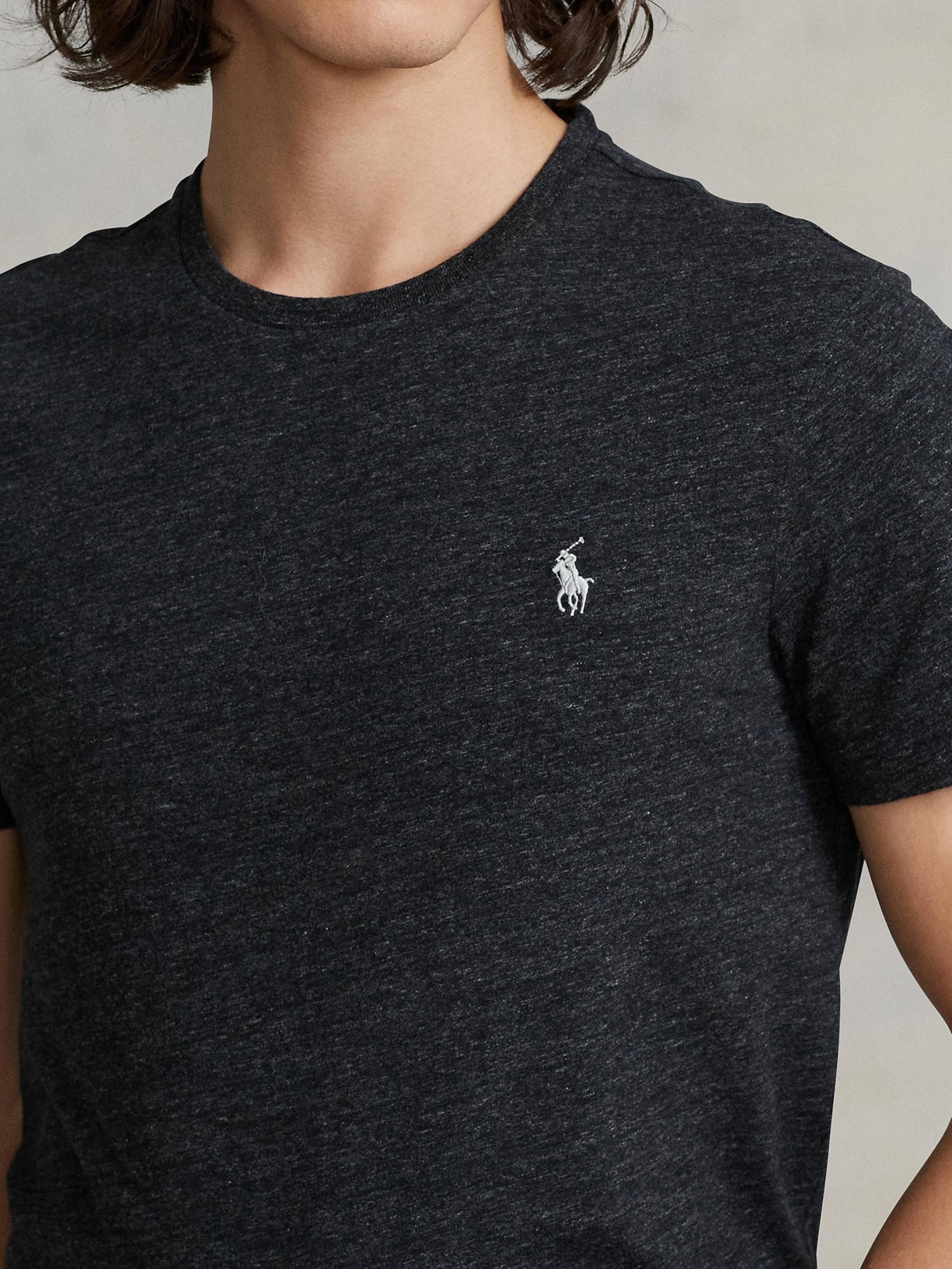 Camiseta Masculina Custom Slim Fit Jersey Crewneck Preto Polo Ralph Lauren