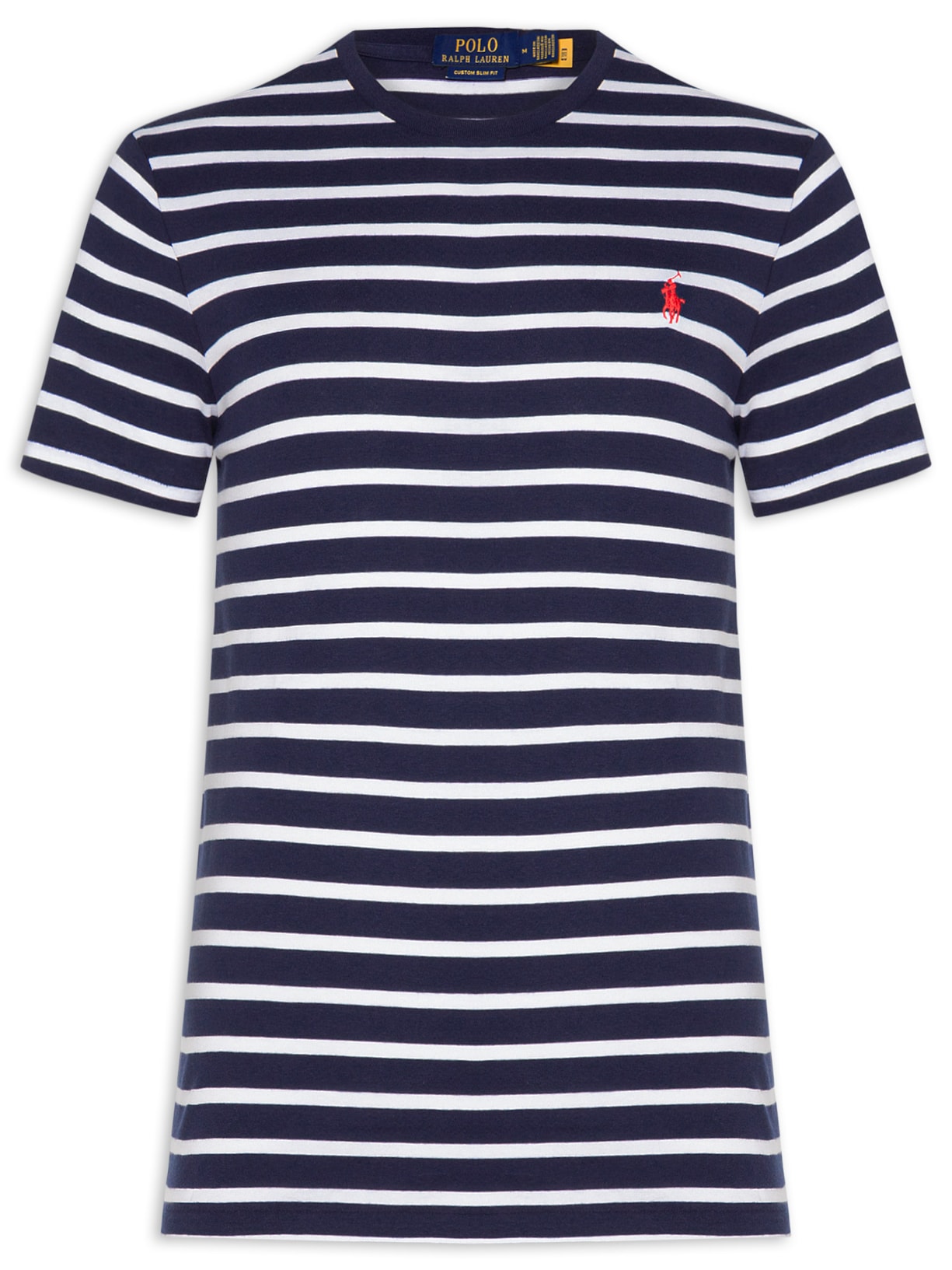 Camiseta Masculina Custom Slim Fit Striped Jersey - Azul