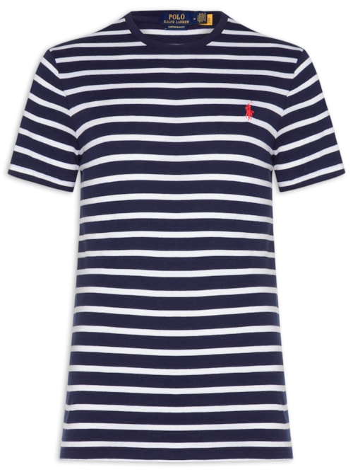 Camiseta Masculina Custom Slim Fit Striped Jersey - Azul