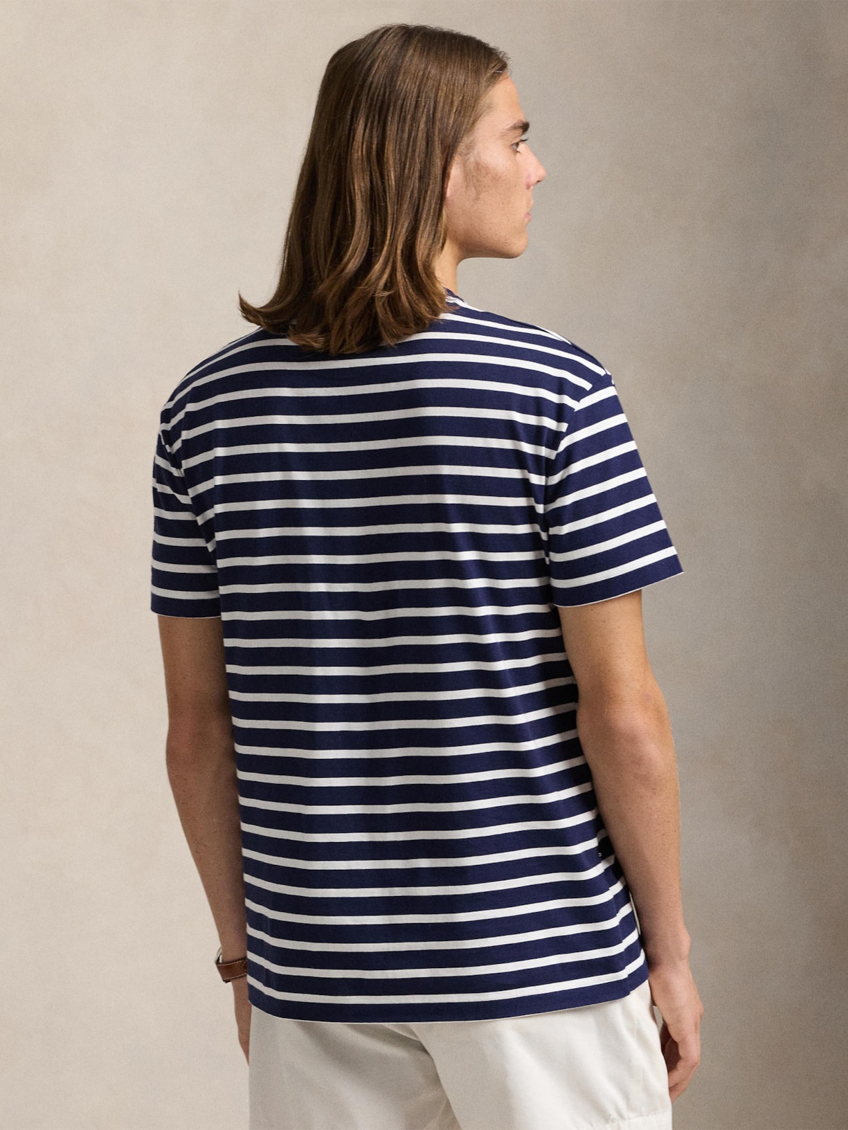 Camiseta Masculina Custom Slim Fit Striped Jersey Azul Polo Ralph Lauren