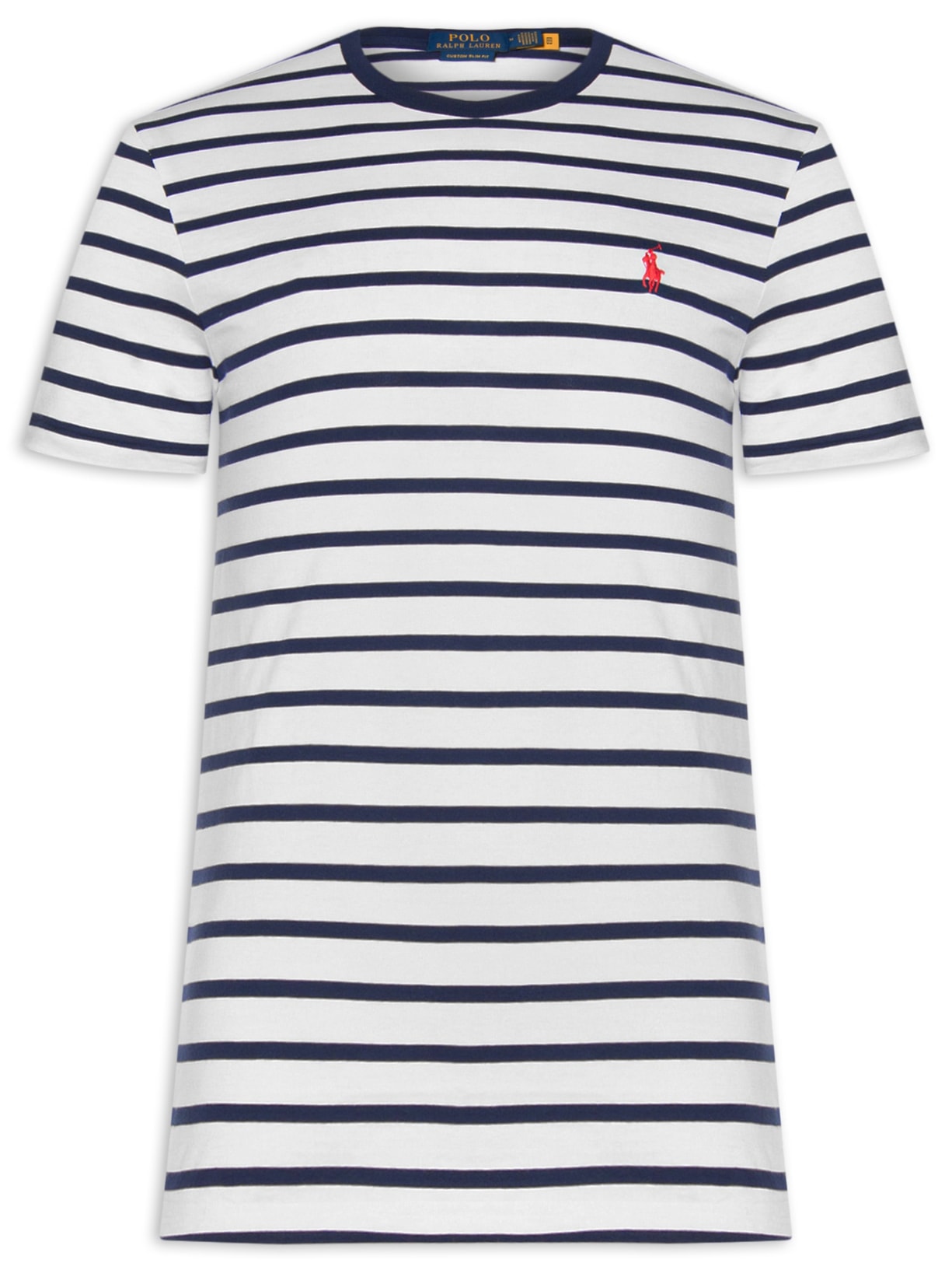 Camiseta Masculina Custom Slim Fit Striped Jersey - Branco