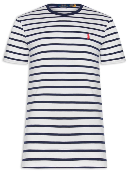 Camiseta Masculina Custom Slim Fit Striped Jersey - Branco