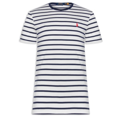 Camiseta Masculina Custom Slim Fit Striped Jersey - Branco