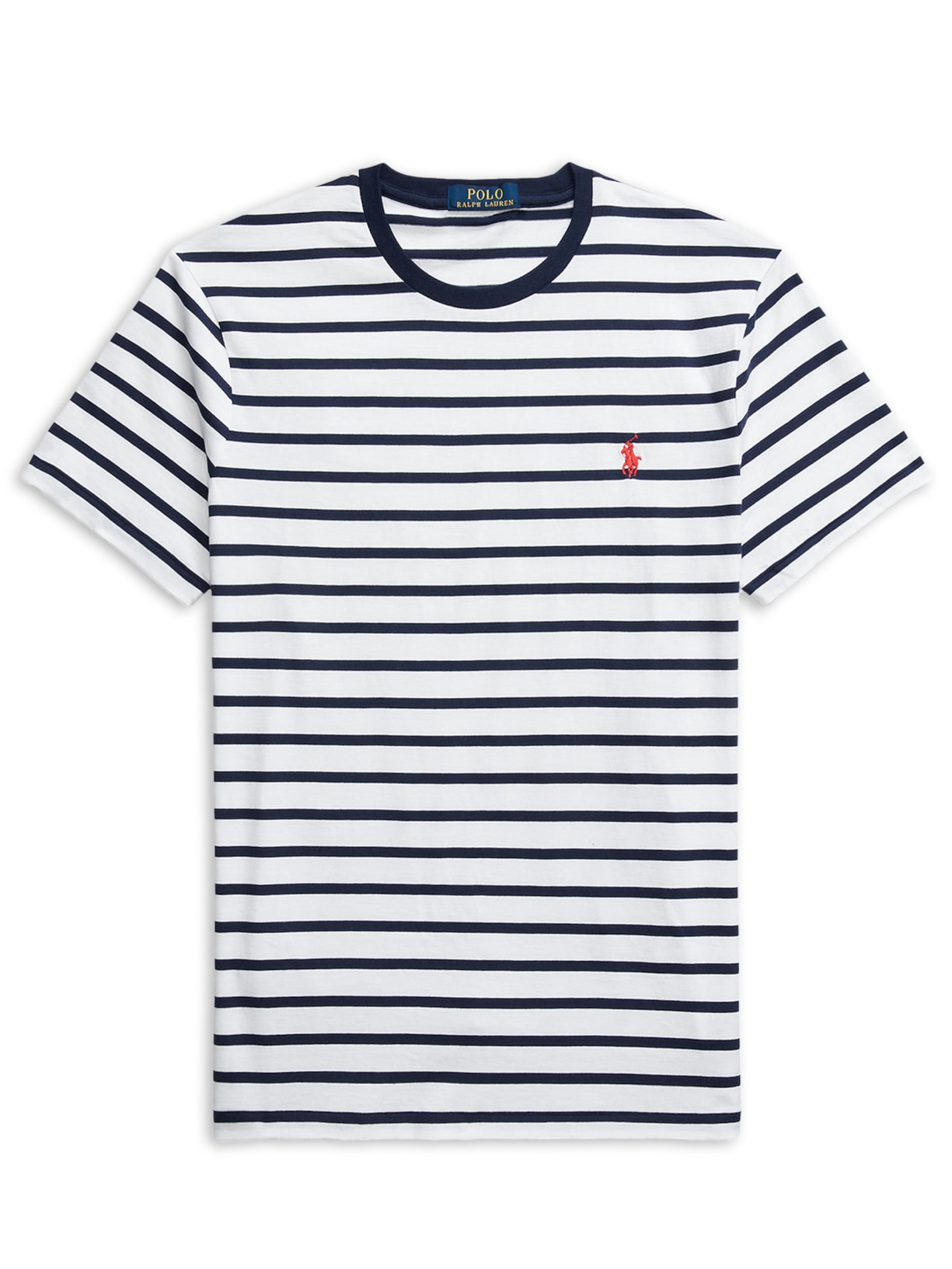Camiseta Masculina Custom Slim Fit Striped Jersey Branco Polo Ralph Lauren