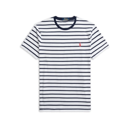 Camiseta Masculina Custom Slim Fit Striped Jersey - Branco