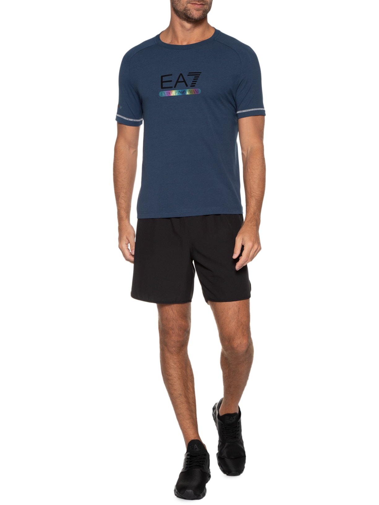 Camiseta Masculina De Malha Azul Ea7 Emporio Armani