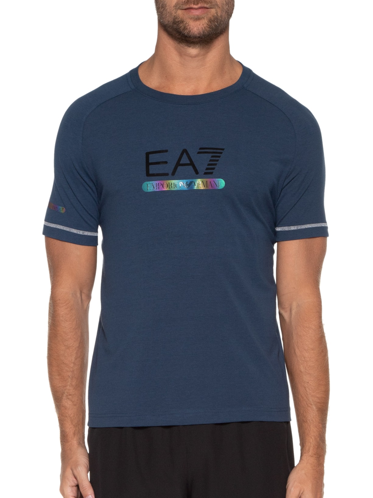 Camiseta Masculina De Malha Azul Ea7 Emporio Armani