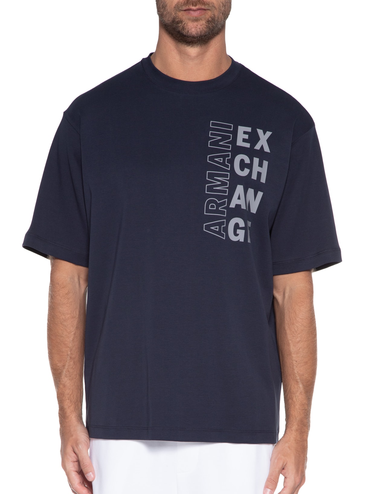 Camiseta Masculina De Malha Azul Armani Exchange