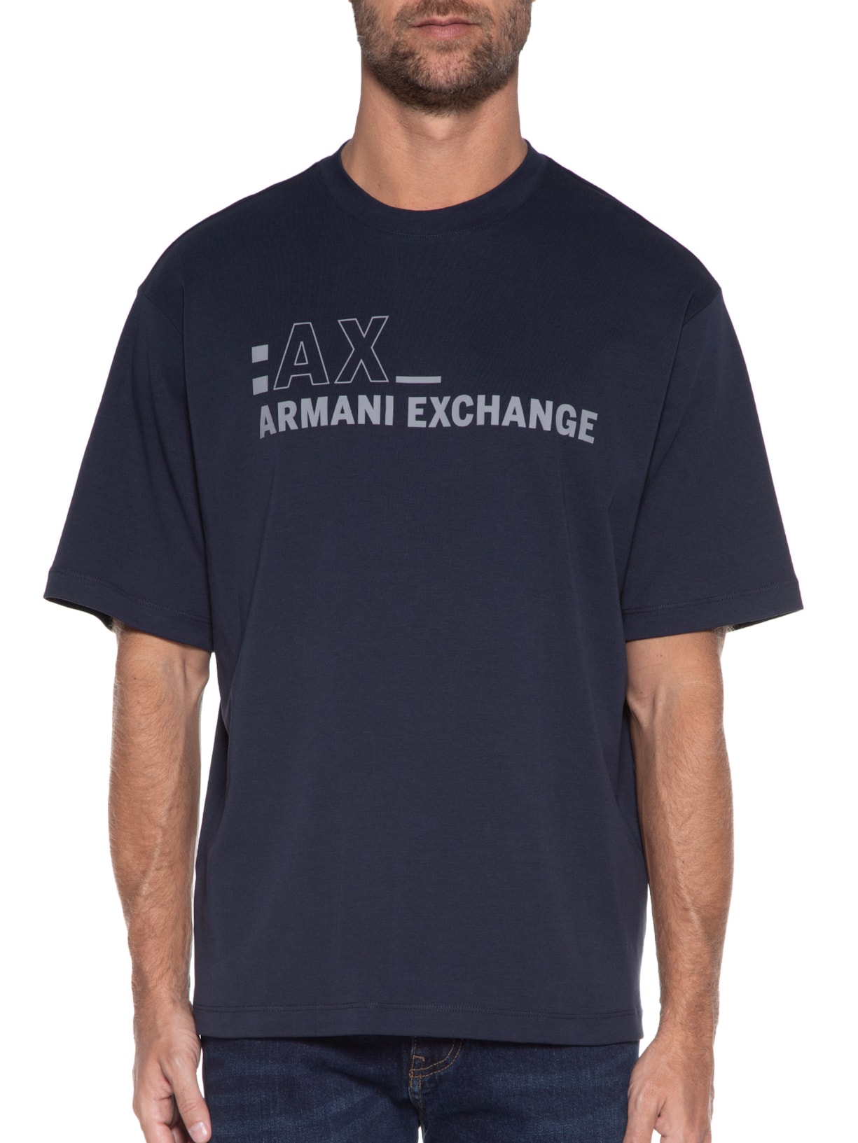 Camiseta Masculina De Malha Azul Armani Exchange