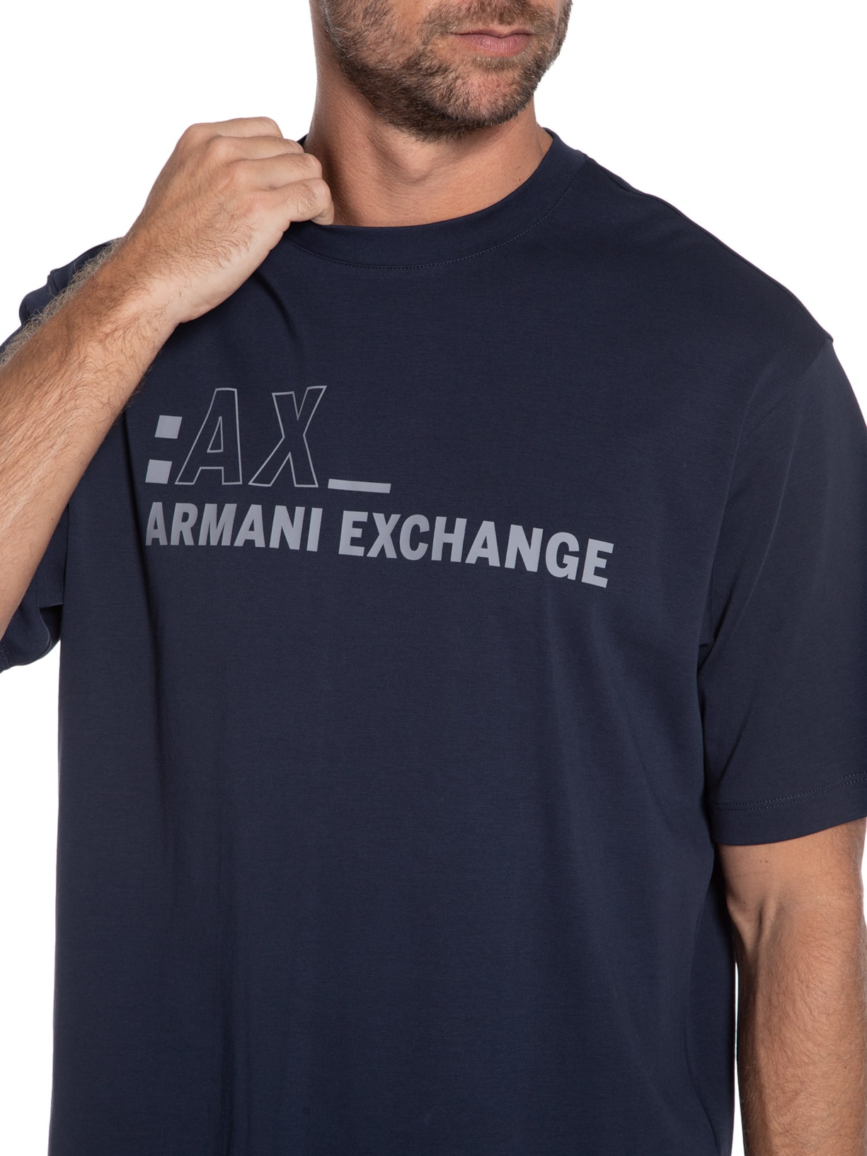 Camiseta Masculina De Malha Azul Armani Exchange