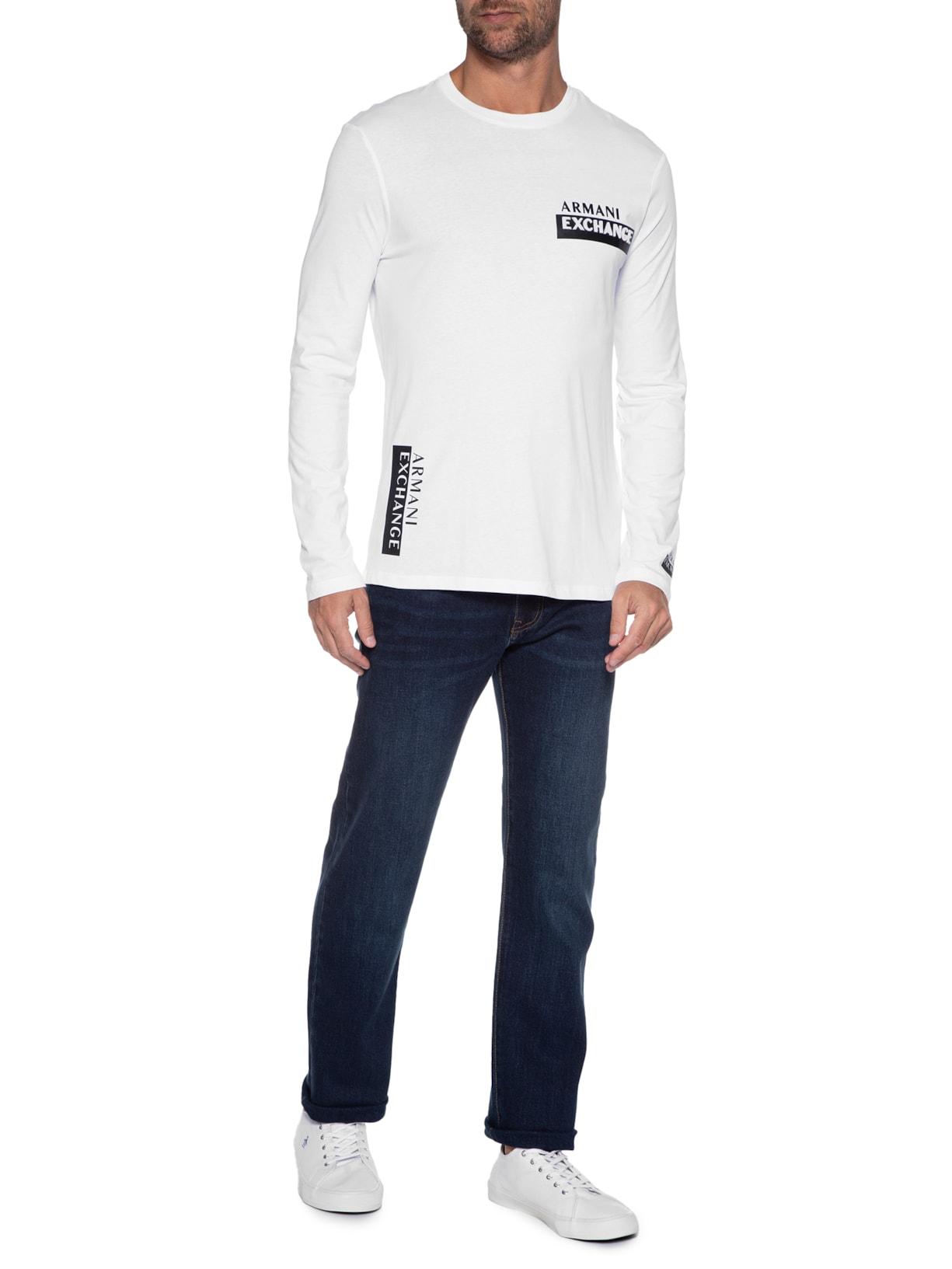 Camiseta Masculina De Malha Branco Armani Exchange