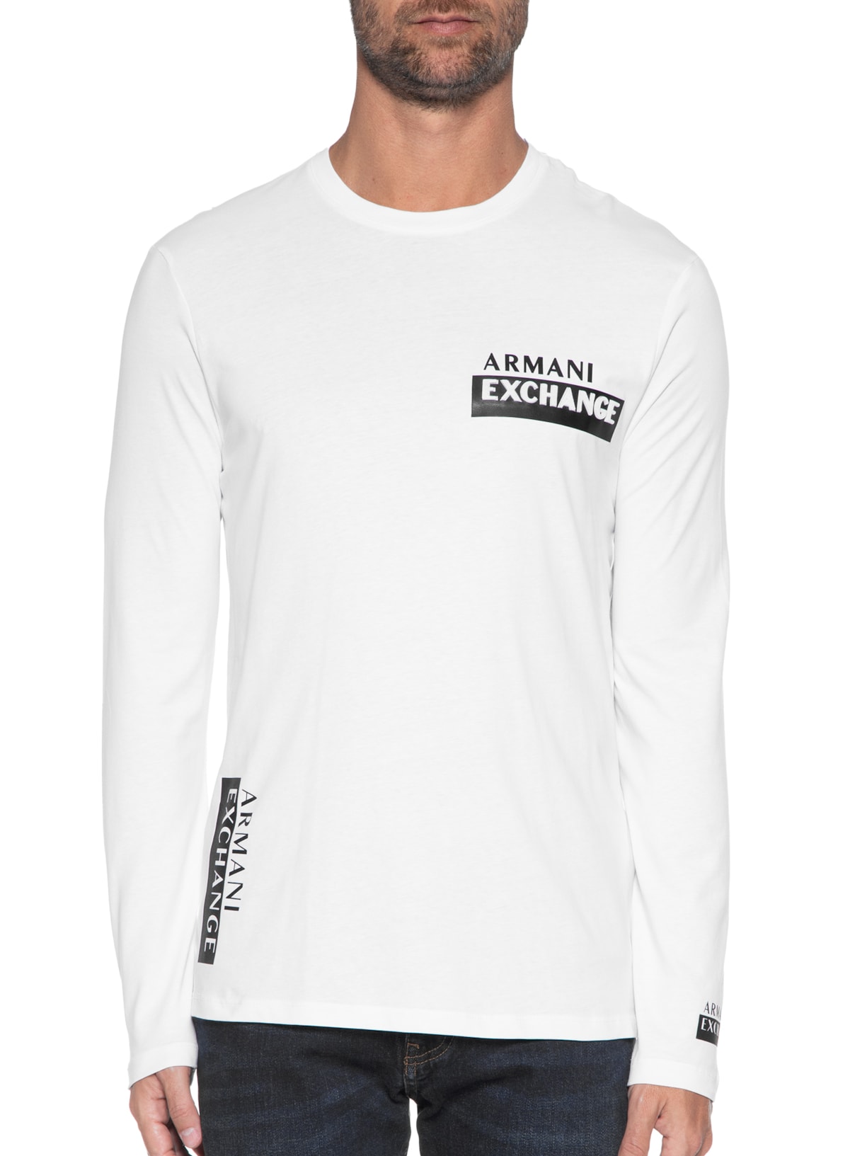 Camiseta Masculina De Malha Branco Armani Exchange