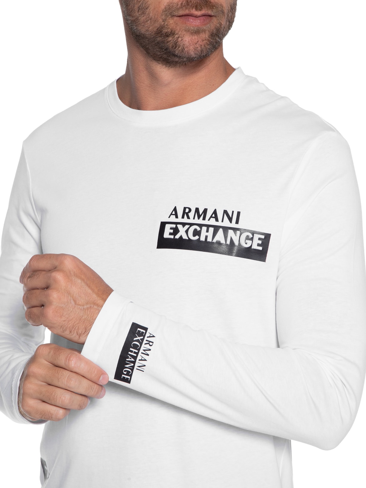 Camiseta Masculina De Malha Branco Armani Exchange