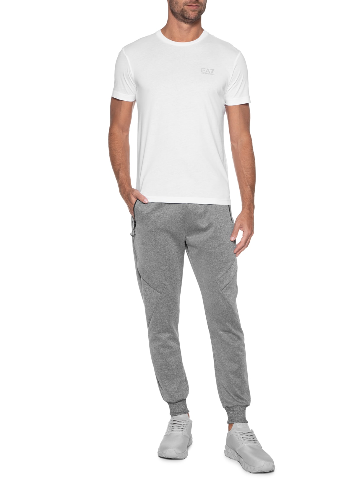 Camiseta Masculina De Malha Branco Ea7 Emporio Armani