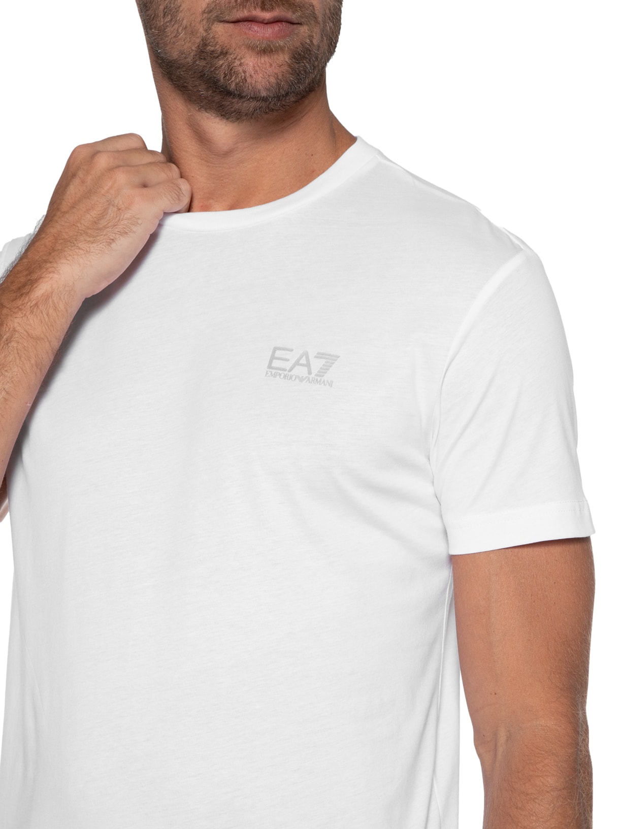 Camiseta Masculina De Malha Branco Ea7 Emporio Armani