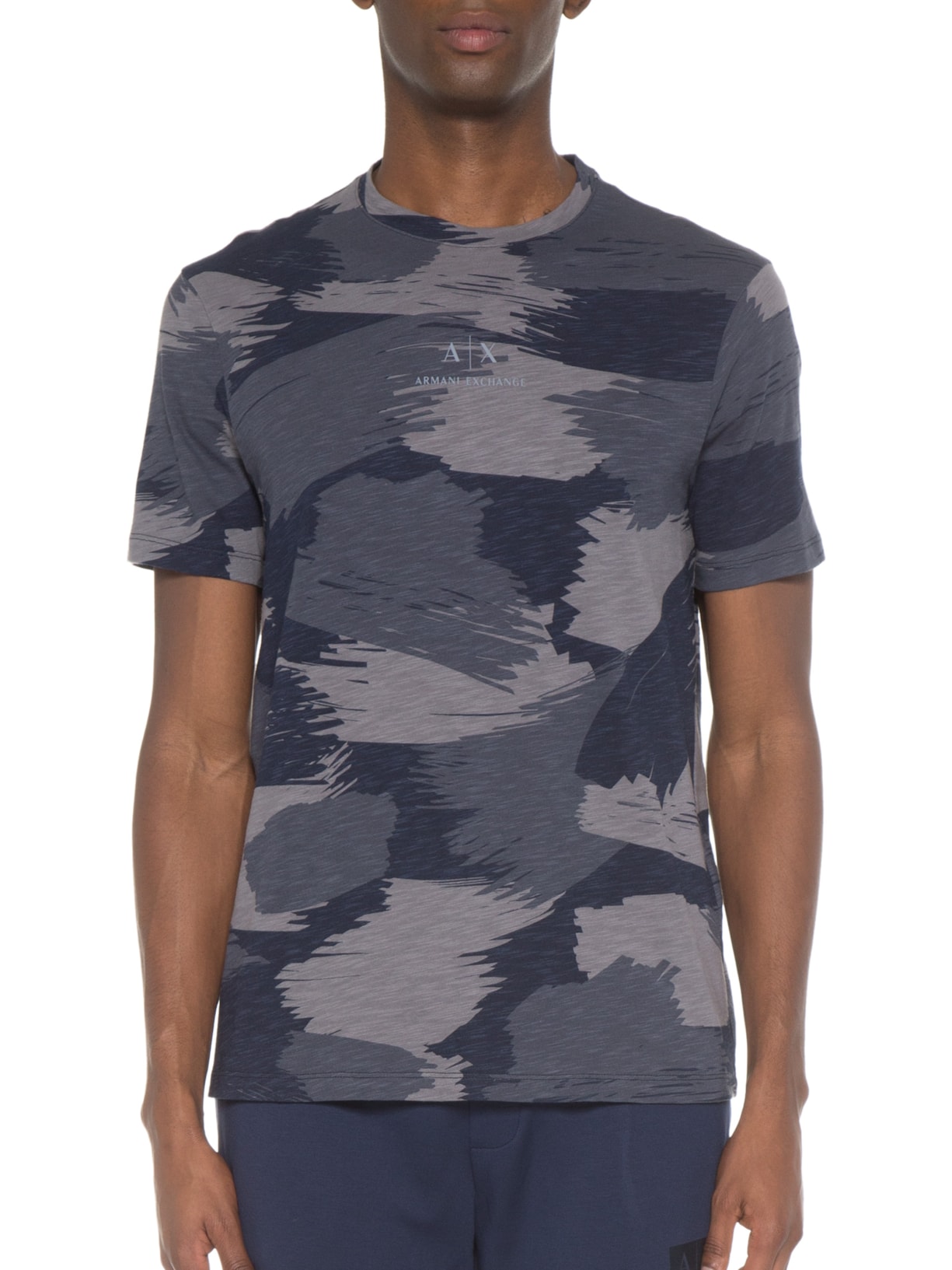 Camiseta Masculina De Malha Camuflada Armani Exchange Azul Armani Exchange
