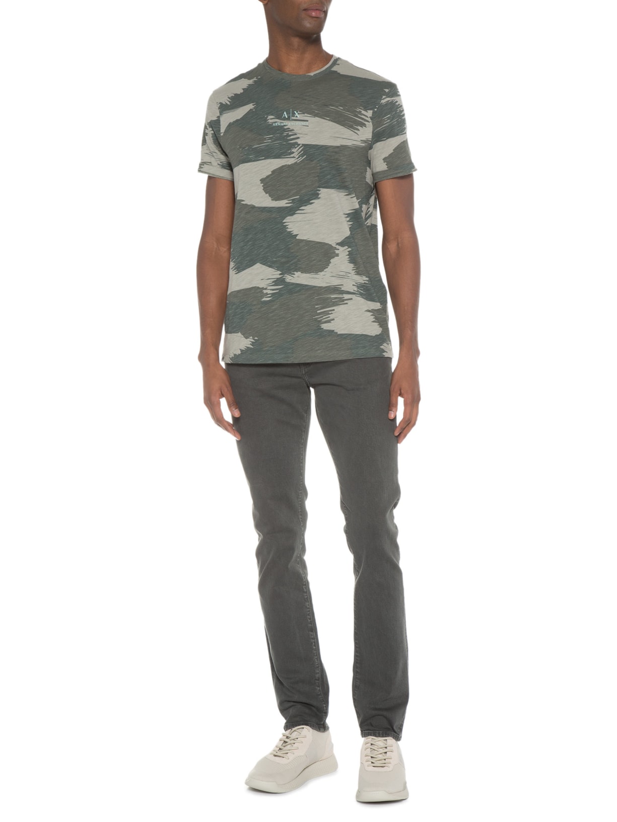 Camiseta Masculina De Malha Camuflada Verde Armani Exchange